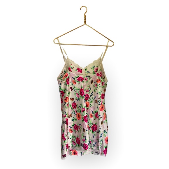 Y2K Victoria’s Secret  Floral Butterfly Lace Slip Mini  Dress Lingerie L - Picture 3 of 4